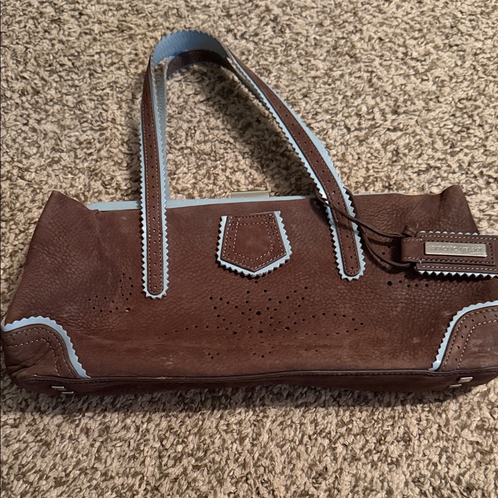Elegant Brown and Blue Shoulder Bag